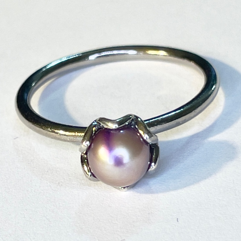 Pandora Black Rhodium Cultured Elegance Pearl Accent Ring